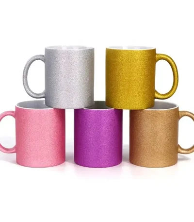 Glitter šalica s tiskom, 330 ml