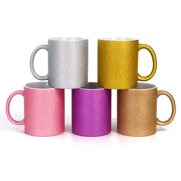 Glitter šalica s tiskom, 330 ml