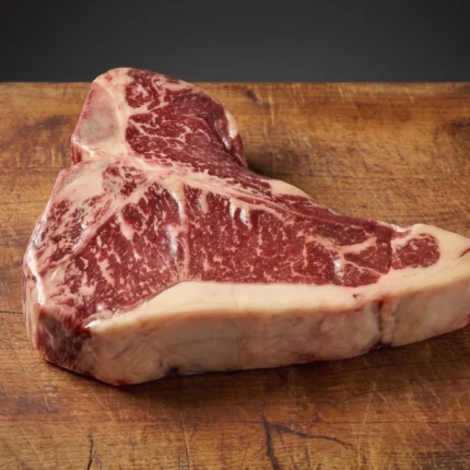 Sirovi Vergarin T-bone steak na drvenoj dasci